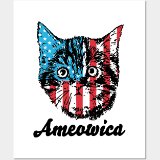 Ameowica Cat July 4th Posters and Art